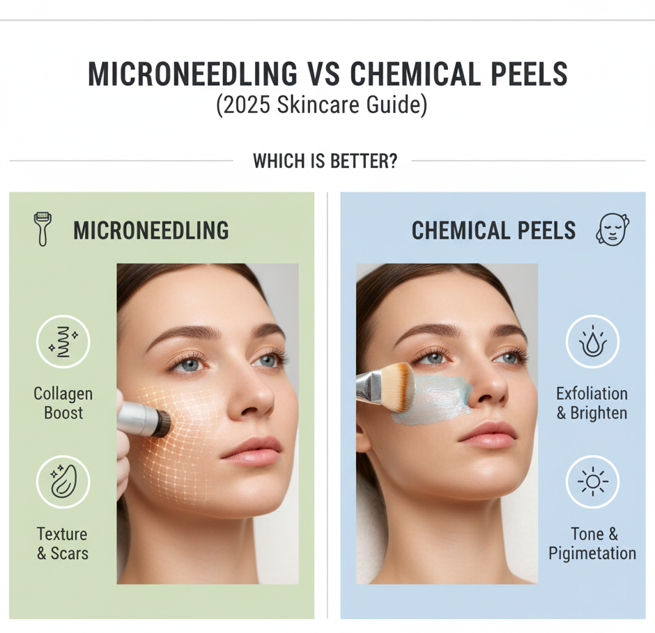 Microneedling vs Chemical Peels: Which Is Better? (2025 Skincare Guide)